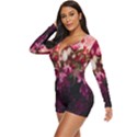 Pink Flower Long Sleeve Boyleg Swimsuit View2