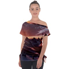 Landscape Mountains Nature Off Shoulder Tie-up Tee