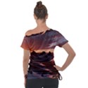 Landscape Mountains Nature Off Shoulder Tie-Up Tee View2