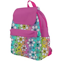 Funny Flowers Smile Face Camomile Top Flap Backpack by flowerland