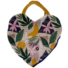 Floral Plants Jungle Polka 1 Giant Heart Shaped Tote by flowerland