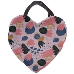 Hand Drawn Abstract Polka 5 Giant Heart Shaped Tote by flowerland