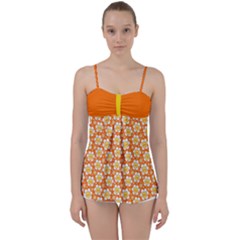 Cute Smile Face Chamomile Babydoll Tankini Top by flowerland