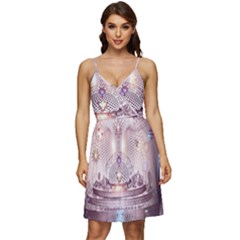 Cosmic Egg Sacred Geometry Art V-neck Pocket Summer Dress 