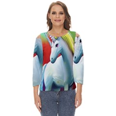 Unicorn Design Cut Out Wide Sleeve Top