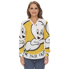 Casper2 Zip Up Long Sleeve Blouse