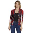 Devil2 Women s Draped Front 3/4 Sleeve Shawl Collar Jacket View1