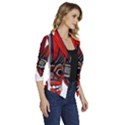 Devil2 Women s Draped Front 3/4 Sleeve Shawl Collar Jacket View3