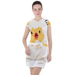 Cute Chick Drawstring Hooded Dress