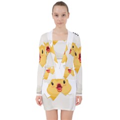 Cute Chick V-neck Bodycon Long Sleeve Dress