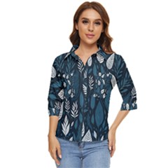 Pattern Flower Texture Women s Quarter Sleeve Pocket Shirt