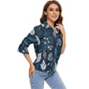 Pattern Flower Texture Women s Quarter Sleeve Pocket Shirt View2