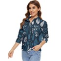 Pattern Flower Texture Women s Quarter Sleeve Pocket Shirt View3