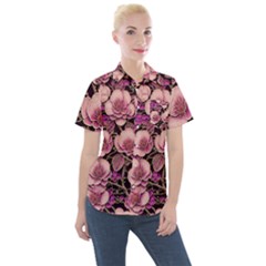 Plum Blossom Blossom Women s Short Sleeve Pocket Shirt