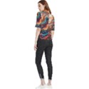 Pattern Abstract Frill Neck Blouse View2