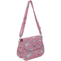 Cute-unicorn-seamless-pattern Saddle Handbag by pakminggu