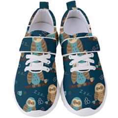Seamless-pattern-owls-dreaming Women s Velcro Strap Shoes