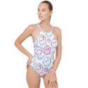 Cute-doodle-cartoon-seamless-pattern High Neck One Piece Swimsuit View1