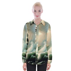 Sea Ocean Waves Lighthouse Nature Womens Long Sleeve Shirt