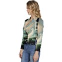 Sea Ocean Waves Lighthouse Nature Women s Long Sleeve Revers Collar Cropped Jacket View2