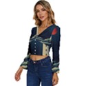 Lighthouse Lunar Eclipse Blood Moon Long Sleeve V-Neck Top View2