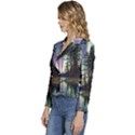 Northern Lights Aurora Borealis Women s Long Sleeve Revers Collar Cropped Jacket View2