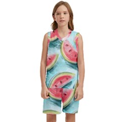 Watermelon Fruit Juicy Summer Heat Kids  Basketball Mesh Set