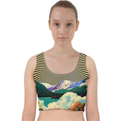 Surreal Art Psychadelic Mountain Velvet Racer Back Crop Top