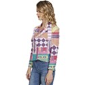Abstract Shapes Colors Gradient Women s Long Sleeve Revers Collar Cropped Jacket View2