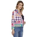 Abstract Shapes Colors Gradient Women s Long Sleeve Revers Collar Cropped Jacket View3