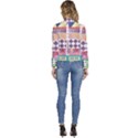 Abstract Shapes Colors Gradient Women s Long Sleeve Revers Collar Cropped Jacket View4