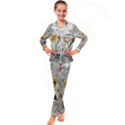 Woman Flower Pattern Kids  Satin Long Sleeve Pajamas Set View1