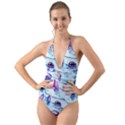 Water Tide Gemstone Halter Cut-Out One Piece Swimsuit View1