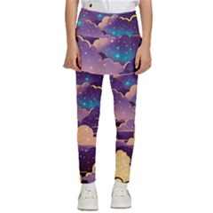 Fluffy Clouds Night Sky Kids  Skirted Pants