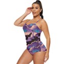 Fluffy Clouds Night Sky Retro Full Coverage Swimsuit View2