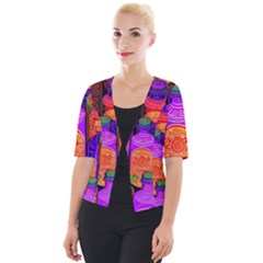 Bottles Colorful Cropped Button Cardigan