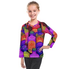 Bottles Colorful Kids  Long Mesh T-shirt