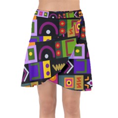 Abstract A Colorful Modern Illustration--- Wrap Front Skirt