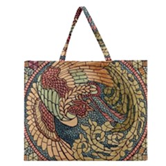 Wings-feathers-cubism-mosaic Zipper Large Tote Bag by Bedest