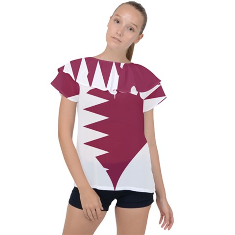 Heart-love-flag-qatar Ruffle Collar Chiffon Blouse by Bedest