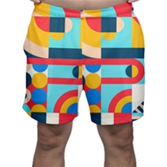 Geometric Shape Colorful Abstract Wave Men s Shorts