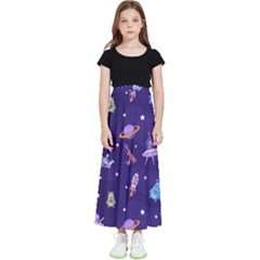 Space Seamless Pattern Kids  Flared Maxi Skirt