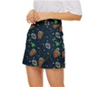 Monster Alien Pattern Seamless Background Mini Front Wrap Skirt View2
