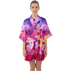Colorful-100 Half Sleeve Satin Kimono 