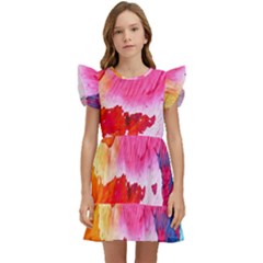 Colorful-100 Kids  Winged Sleeve Dress