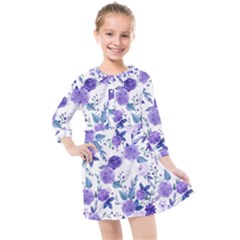 Violet-01 Kids  Quarter Sleeve Shirt Dress