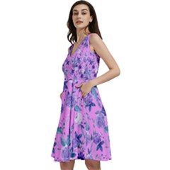 Violet-02 Sleeveless V-neck Skater Dress With Pockets