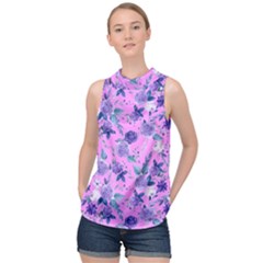Violet-02 High Neck Satin Top