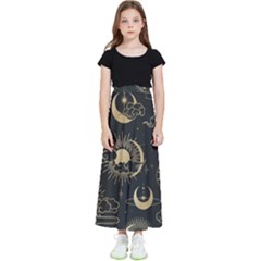 Asian Seamless Pattern With Clouds Moon Sun Stars Vector Collection Oriental Chinese Japanese Korean Kids  Flared Maxi Skirt