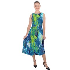Painting-01 Midi Tie-back Chiffon Dress